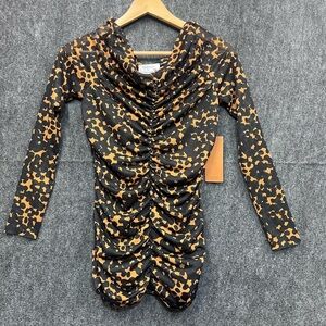 CRISTINA MARTINEZ/Nordstrom Ruched Print Top In Brown Bloom Smudge Size Medium